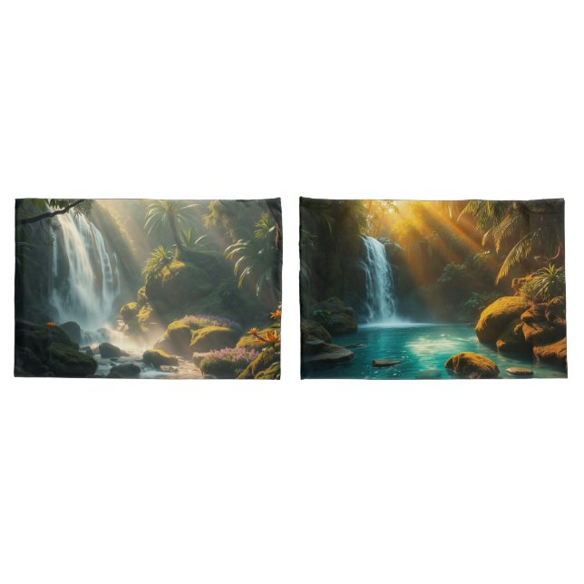 Funda De Cojín Almohadas con una cascada tranquilizadora (Reverso-Set)