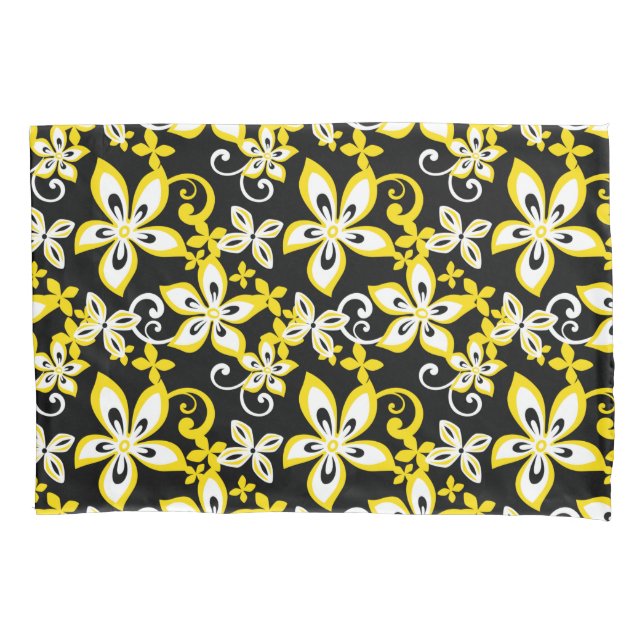 FUNDA DE COJÍN ALOHA HAWAII (NEGRO/AMARILLO) (Anverso-izquierdo)