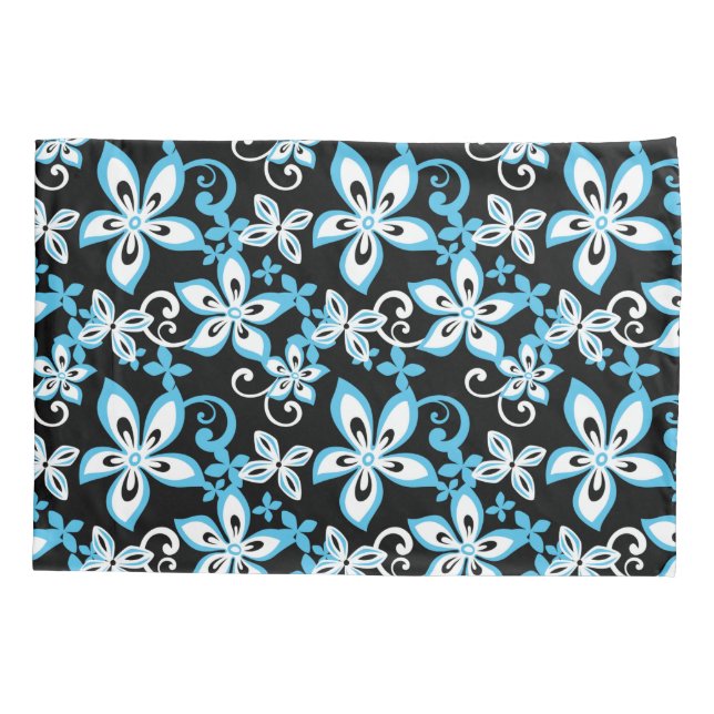 FUNDA DE COJÍN ALOHA HAWAII (NEGRO/AZUL) (Reverso-Izquierdo)