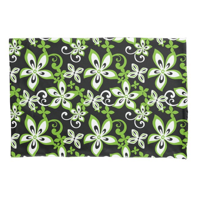 FUNDA DE COJÍN ALOHA HAWAII (NEGRO/LIME) (Anverso-izquierdo)