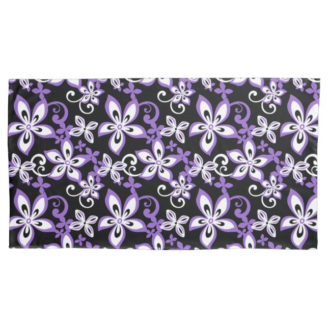 FUNDA DE COJÍN ALOHA HAWAII (NEGRO/PURPLE) (Anverso-izquierdo)