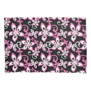 FUNDA DE COJÍN ALOHA HAWAII (NEGRO/ROSA)
