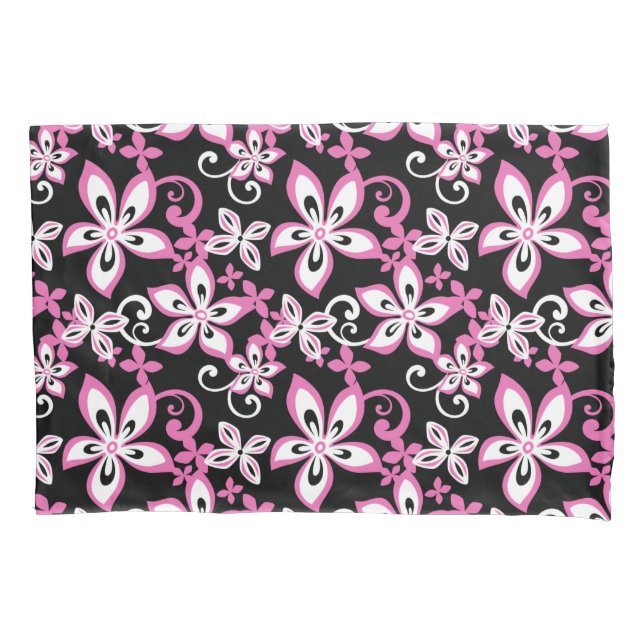 FUNDA DE COJÍN ALOHA HAWAII (NEGRO/ROSA) (Anverso-izquierdo)
