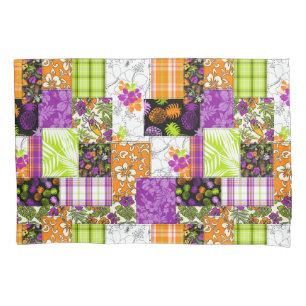Funda De Cojín Aloha Patchwork Impresiones Tropicales Hawaianas -