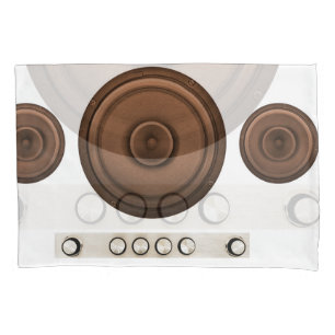 Funda De Cojín Altavoces retro: marrón, blanco aislado.