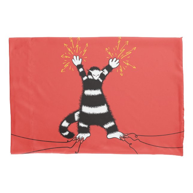 Funda De Cojín Alto voltaje eléctrico divertido del carácter del (Anverso)