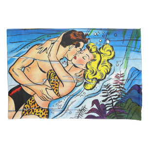 Funda De Cojín Amantes de Ocean Romance Vintage Comics