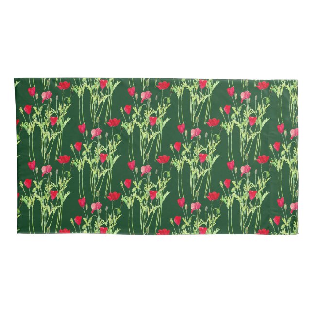 Funda De Cojín Amapolas rojas prado de verano, flores silvestres (Reverso-derecho)