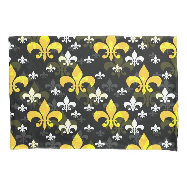 Funda De Cojín Amarillo Blanco Fleur De Lis (Anverso)