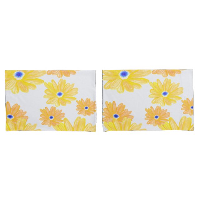 Funda De Cojín Amarillo floral de verano  (Anverso - Set)