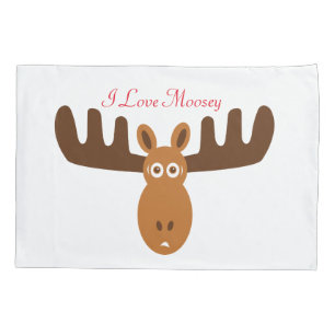 Funda De Cojín Amor Moosey_whimsical de Head_I de los alces y