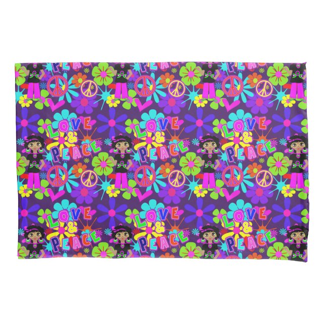 Funda De Cojín Amor Y Paz 60'S Hippie Flower Power Groovy (Anverso)