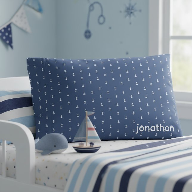 Funda De Cojín Ancla Patrón Navy & Blanco ID836 (Subido por el creador)