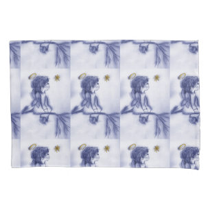 Funda De Cojín ángel de tintes azules deseando