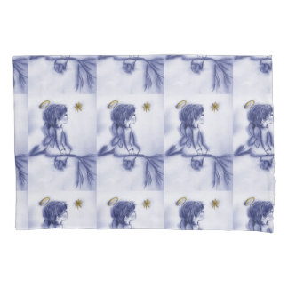 Funda De Cojín ángel de tintes azules deseando