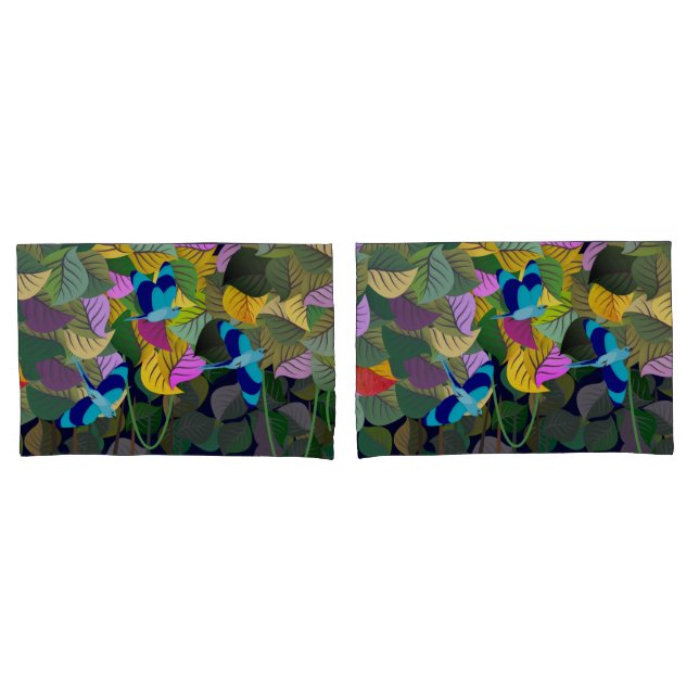 Funda De Cojín Anillos indios azules de la jungla asiática (Anverso - Set)