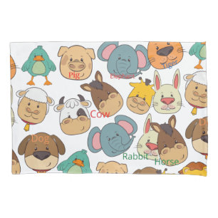 Funda De Cojín Animales adorables vacas conejos elefantes niños