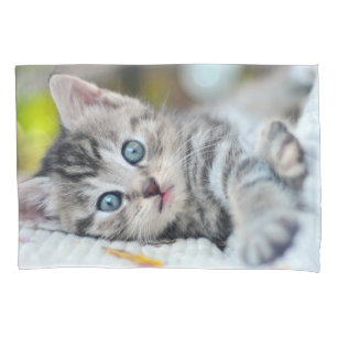 Funda De Cojín Animales de bebé más afectados Gatito Con Ojos A