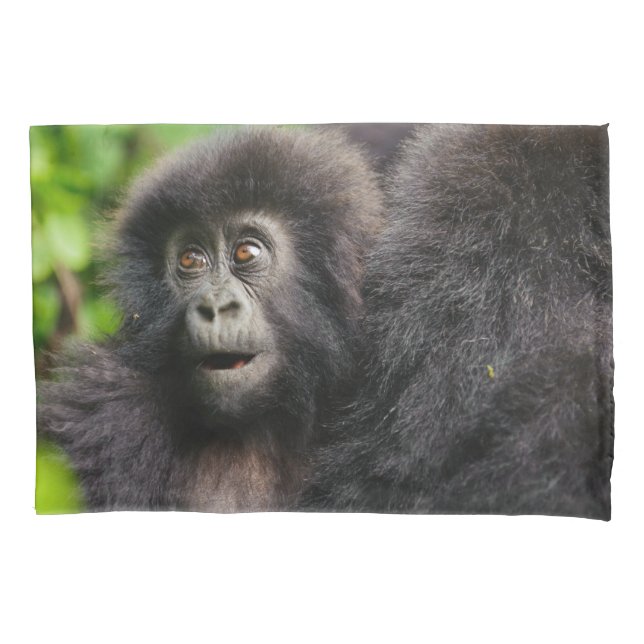 Funda De Cojín Animales de bebé más afectados | Gorila de montaña (Anverso)