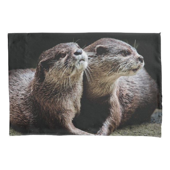 Funda De Cojín Animales de bebé más afectados | Otters Manteniend (Anverso)