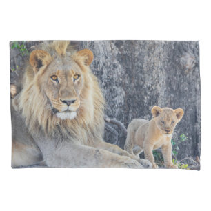 Funda De Cojín Animales de bebé más afectados Papá León y Cub