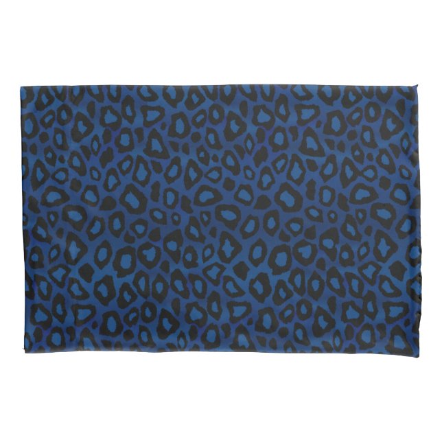Funda De Cojín Animales leopardos impresos en azul (Anverso)