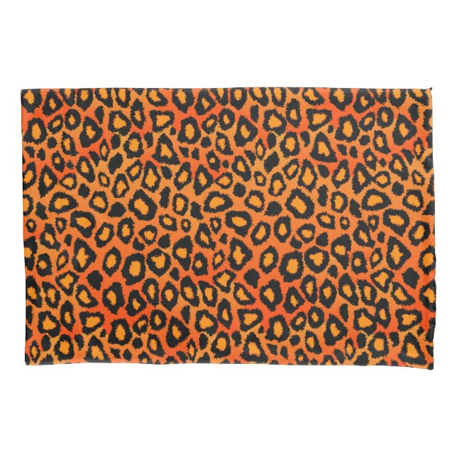 Funda De Cojín Animales leopardos impresos en Naranja (Anverso)