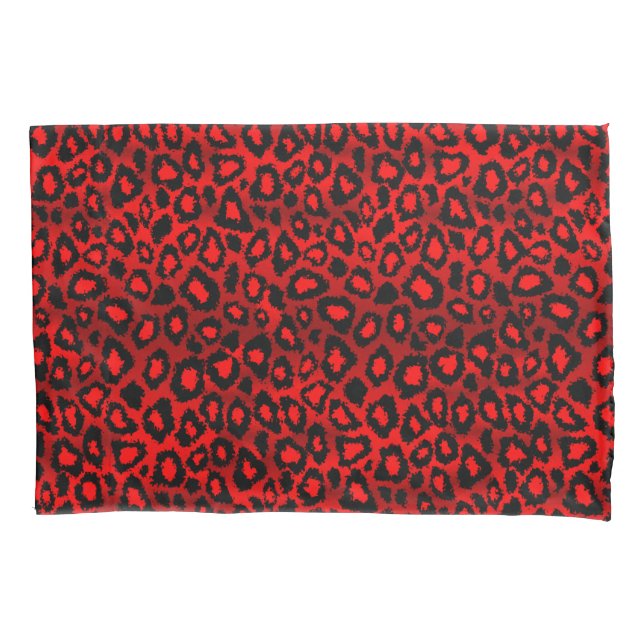 Funda De Cojín Animales leopardos impresos en rojo (Anverso)