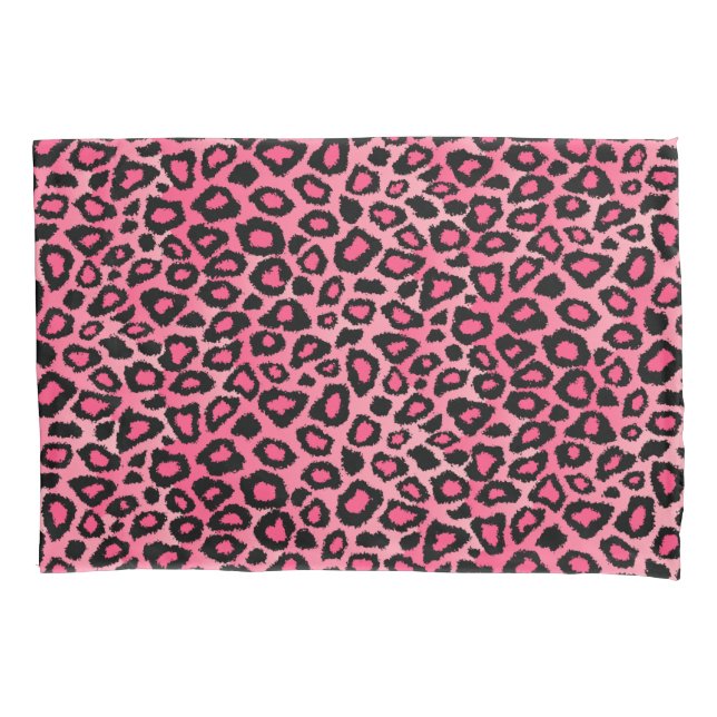 Funda De Cojín Animales leopardos impresos en rosa (Anverso)