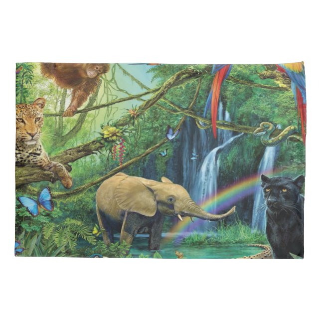 Funda De Cojín Animales que viven juntos tiran almohada (Reverso)
