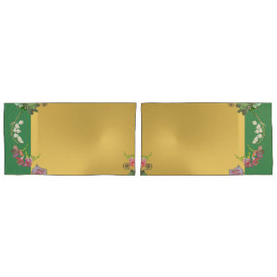 Funda De Cojín Aniversario Floral Verde/Oro
