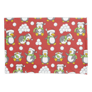 Funda De Cojín Antecedentes de pingüinos navidades