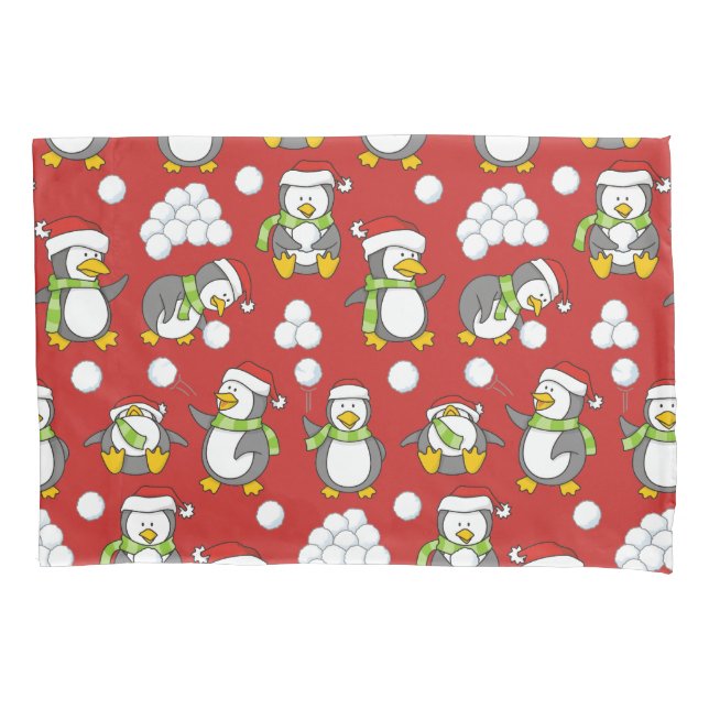 Funda De Cojín Antecedentes de pingüinos navidades (Anverso)
