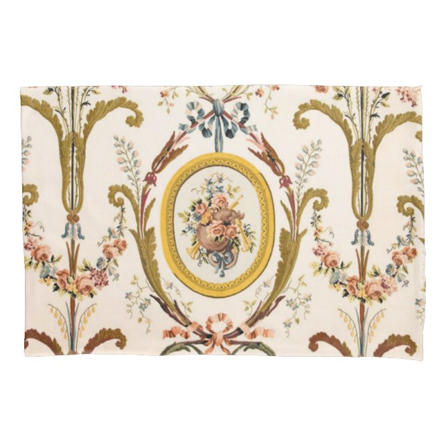 Funda De Cojín Antiguo Rococo Floral Gold Cream Elegante (Anverso)