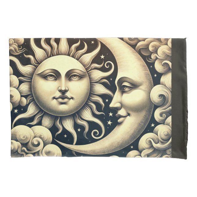 Funda De Cojín Antiguo Sol y Luna Celestiales (Anverso)