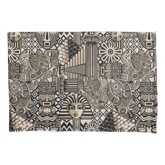 Funda De Cojín Antiguos Símbolos Históricos Estilo Tatuaje (Anverso)