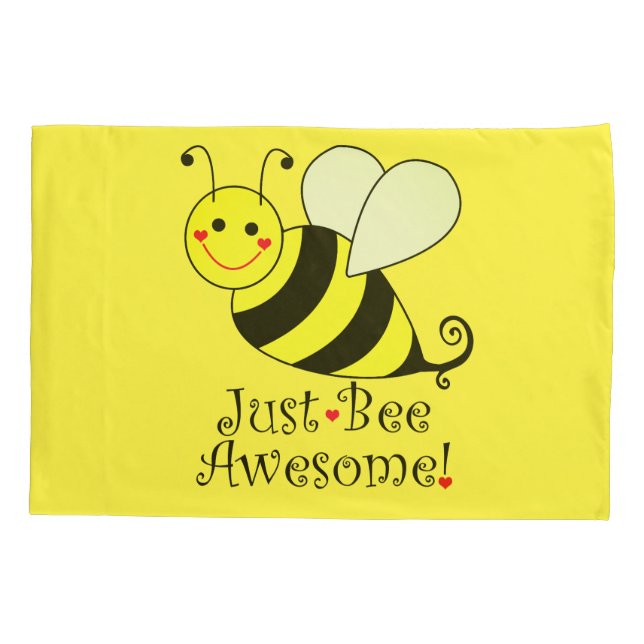 Funda De Cojín Apenas el amarillo impresionante de la abeja (Reverso)