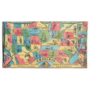 Funda De Cojín Apodos del vintage de los estados del mapa de