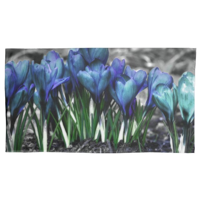Funda De Cojín Aqua Blue Crocus Blooms (Anverso)