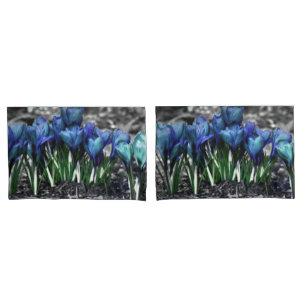 Funda De Cojín Aqua Blue Crocus Blooms