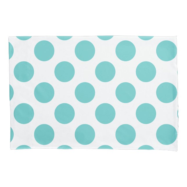 Funda De Cojín Aqua White Cute Polka Dots (Anverso)