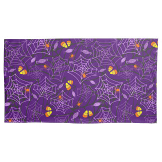 Funda De Cojín Arañas de Halloween y almohada de caramelo morado
