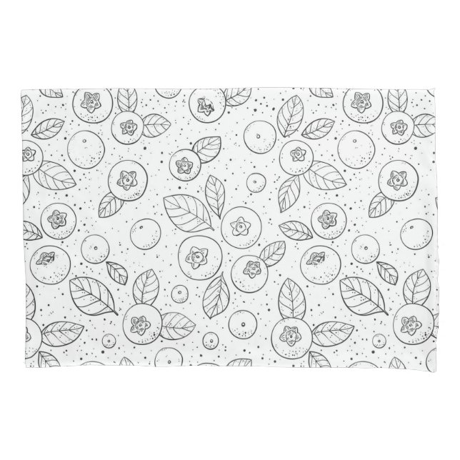 Funda De Cojín Arándanos azules en blanco y negro (Anverso-izquierdo)