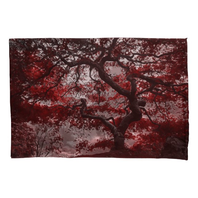 Funda De Cojín Árbol de cerezo rojo (Anverso)