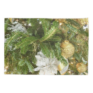 Funda De Cojín Árbol de Navidad plateado y dorado en vacaciones