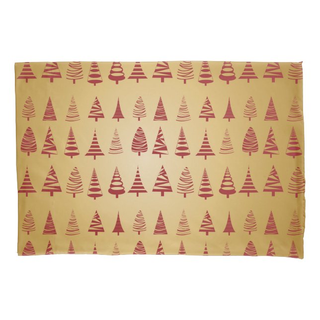 Funda De Cojín Árbol de Navidad rojo moderno en oro (Anverso)