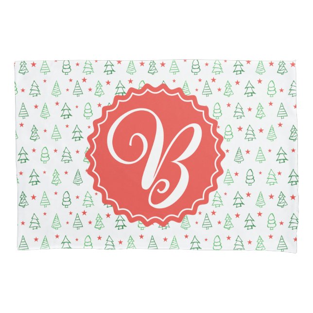 Funda De Cojín Árbol de Navidad rojo y verde (Anverso)