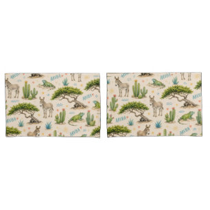 Funda De Cojín árbol divi de Aruba, burro, iguana, cactus