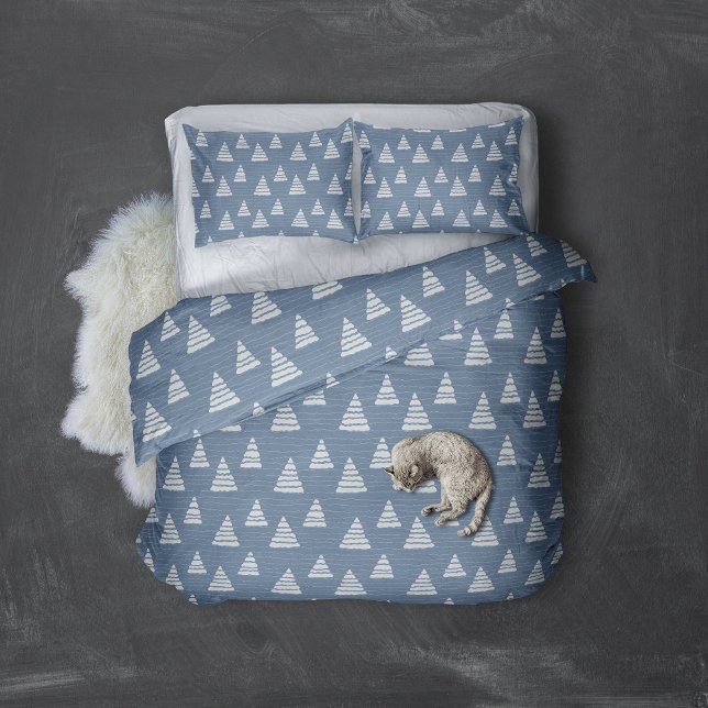 Funda De Cojín Árboles de navidad con cuerdas de peras (Blue Snowy Christmas tree forest patterned bedding pillow case)
