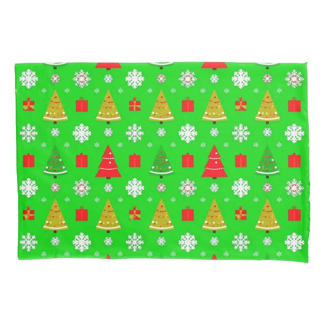 Funda De Cojín Árboles de Navidad y copos de nieve (Anverso)